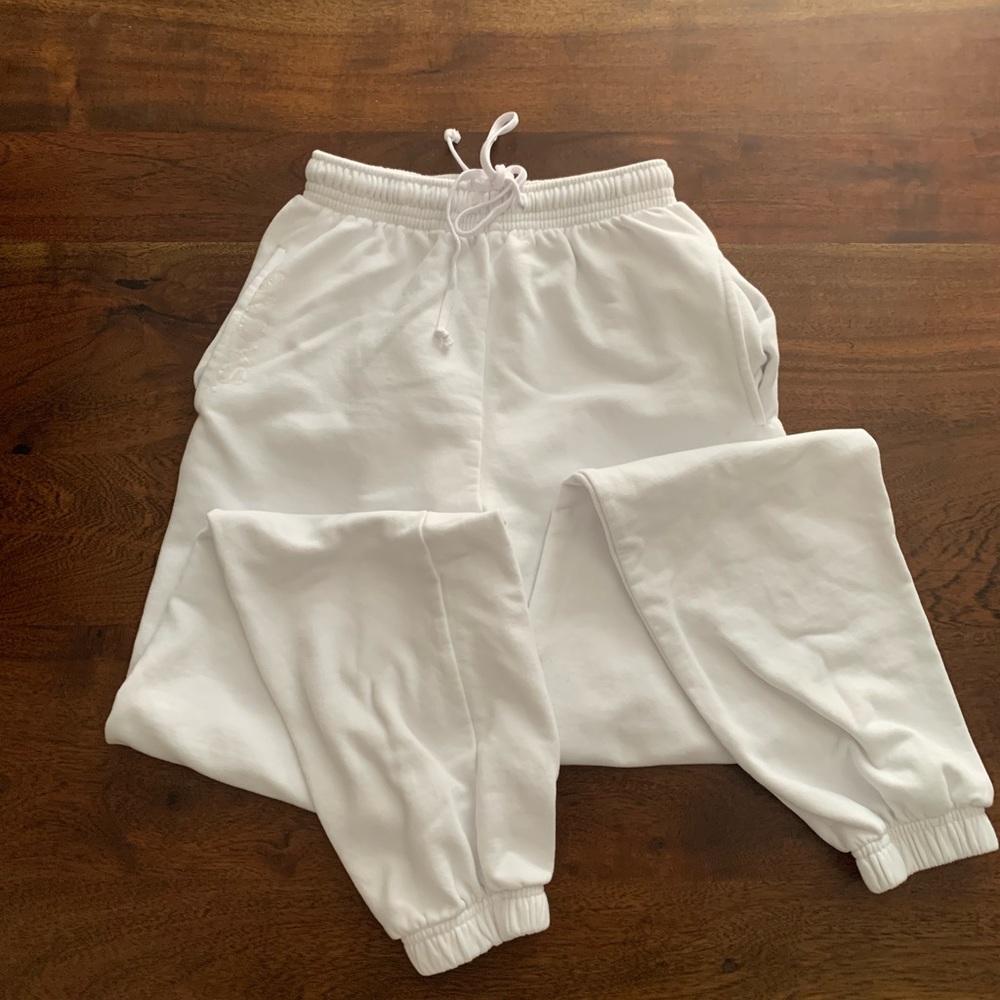 SNDY’S High Rise White Sweats Revolve